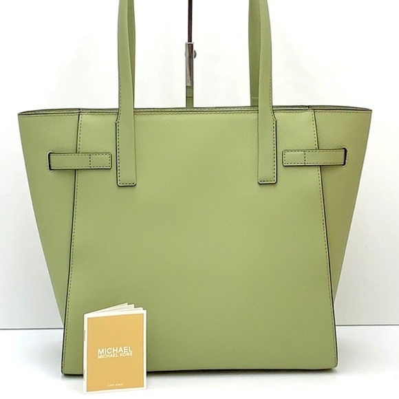 MICHAEL KORS CARMEN LARGE NORTH SOUTH TOTE LIGHT SAGE COLOR - Picture 4 of 16